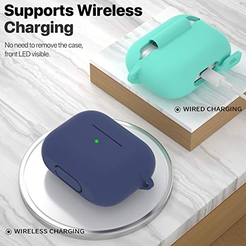 ATUAT for AirPods Pro 1st/2nd Generation Case Cover, Protective Silicone Skin Accessories with Keychain for Women Men for Apple AirPods Pro 2019/2022 Charging Case,Front LED Visible-Royal Blue - Image 3