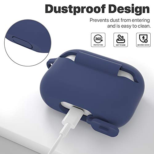 ATUAT for AirPods Pro 1st/2nd Generation Case Cover, Protective Silicone Skin Accessories with Keychain for Women Men for Apple AirPods Pro 2019/2022 Charging Case,Front LED Visible-Royal Blue - Image 4