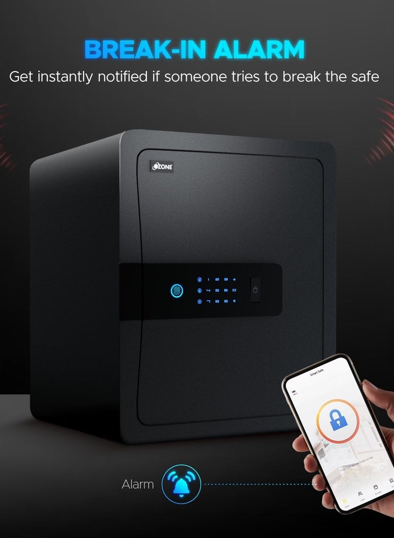 Ozone Ozone 45L Wi-Fi Enabled Safe Locker with 4-in-1 Unlocking (Fingerprint, Password, Mobile App, Emergency Key) - Alloy Steel  - Image 2