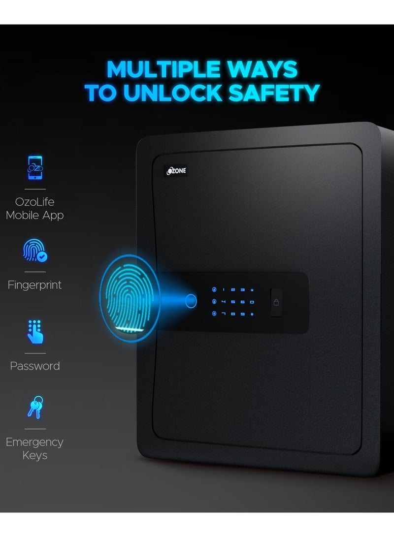 Ozone Ozone 45L Wi-Fi Enabled Safe Locker with 4-in-1 Unlocking (Fingerprint, Password, Mobile App, Emergency Key) - Alloy Steel  - Image 4