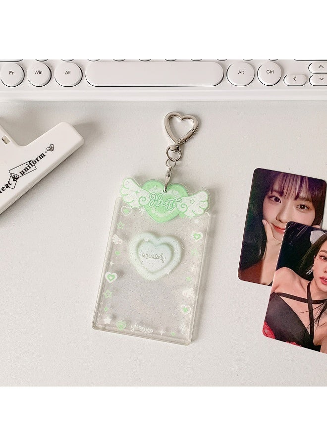 NIBEMINENT 1 - Piece Glitter Wings Kpop Photo Card Holder Pendant Key Chain ID Badge Holder ID Card Holder Photo Card Protector for School ID Office ID Access Card for Women Girls - Image 1