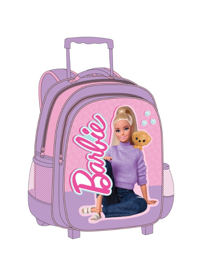 Barbie باربي 5 في 1 باقة قيمة (حقيبة ترولي 14 بوصة مع صندوق غداء، حقيبة غداء، زجاجة ماء وعلبة أقلام) - Image 3