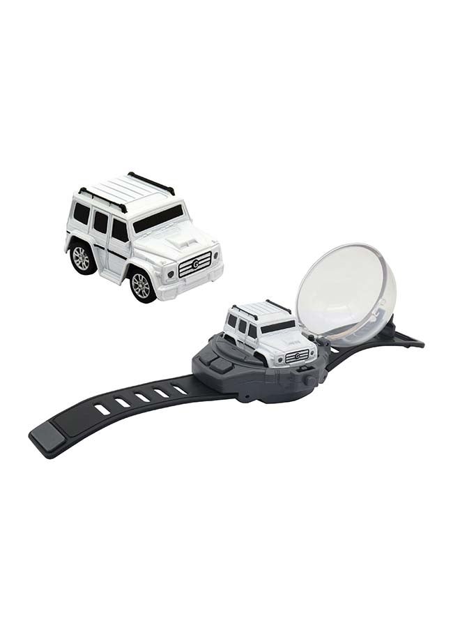 D-Power 1:64 Scale Watch Remote Control Car (White)– 2.4GHz Mini RC Car with Wearable Controller | Compact Racing Toy for Kids Ages 3+ - Image 1