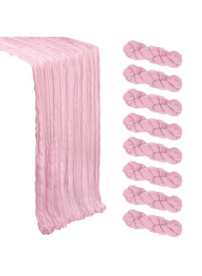 Heneger 8 Pack Pink Cheesecloth Table Runner 10Ft Gauze Cheese Cloth Table Runner 120 Inch Boho Sheer Rustic Fabric for Summer Decor Bridal Baby Shower Wedding Centerpiece Home Table Decoration - Image 1
