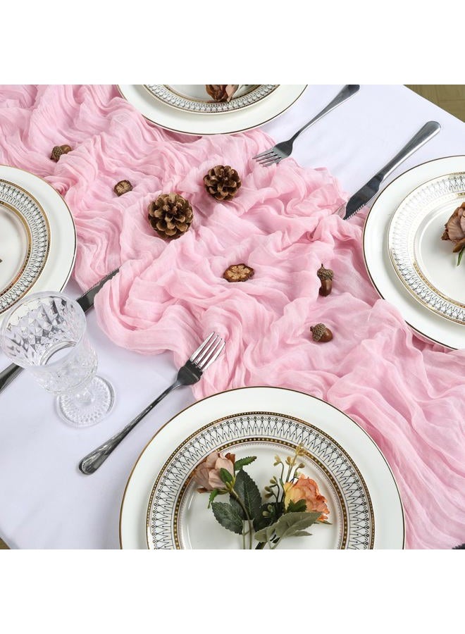 Heneger 8 Pack Pink Cheesecloth Table Runner 10Ft Gauze Cheese Cloth Table Runner 120 Inch Boho Sheer Rustic Fabric for Summer Decor Bridal Baby Shower Wedding Centerpiece Home Table Decoration - Image 4