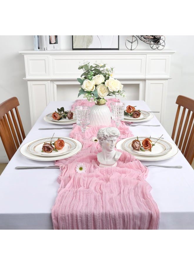 Heneger 8 Pack Pink Cheesecloth Table Runner 10Ft Gauze Cheese Cloth Table Runner 120 Inch Boho Sheer Rustic Fabric for Summer Decor Bridal Baby Shower Wedding Centerpiece Home Table Decoration - Image 3