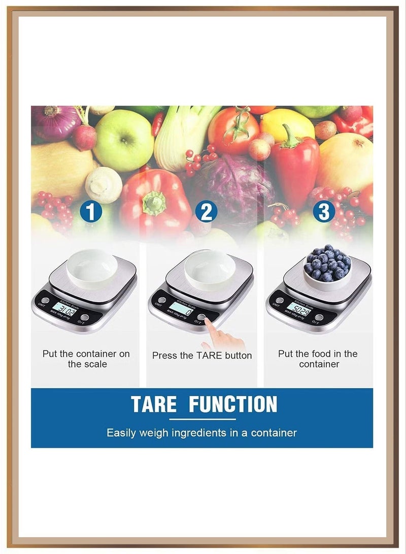 ميزان مطبخ رقمي متعدد الوظائف - ميزان اكل دقيق ١٠ كيلو/١ جرام، مع شاشة LCD، مناسب للقهوة والخبز والطبخ (ميزان صغير - ميزان ذهب - ميزان اكل) - Image 5