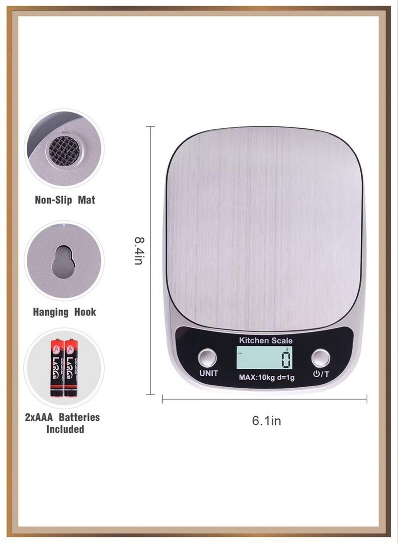ميزان مطبخ رقمي متعدد الوظائف - ميزان اكل دقيق ١٠ كيلو/١ جرام، مع شاشة LCD، مناسب للقهوة والخبز والطبخ (ميزان صغير - ميزان ذهب - ميزان اكل) - Image 3