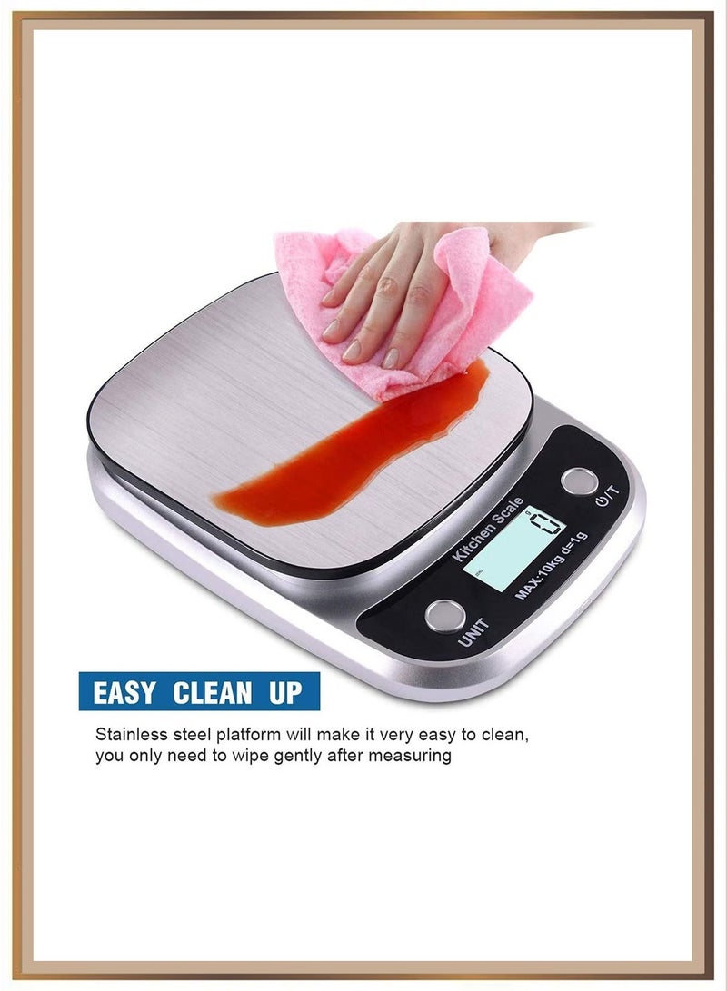 ميزان المطبخ - 10 كجم / 1 جم موازين طعام عالية الدقة للمطبخ ، مناسبة للخبز والطهي وصنع القهوة ، إلخ. - Image 5