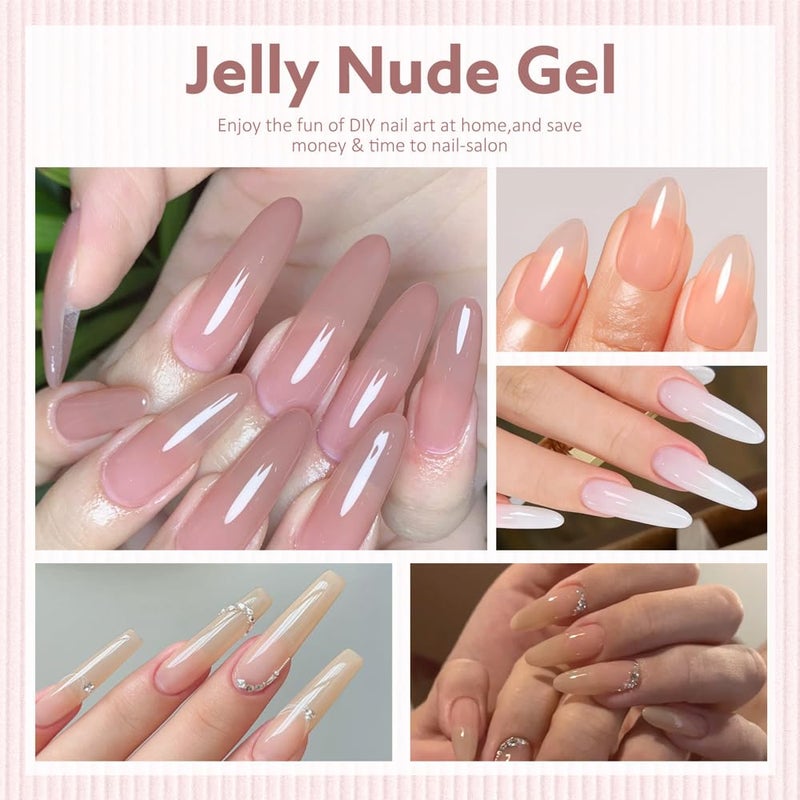 CANNI CC7 30 Pcs 9ML Hema-Free Jelly Gel Nail Polish Set with Base Top Coat- Jelly Nude Pink Translucent Gel Polish Colors Kit, Soak Off LED Nail Manicure Kit DIY at Home Salon Gifts - Image 5