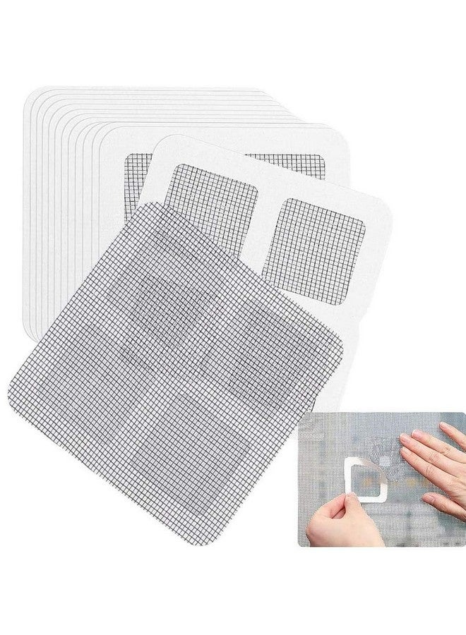 Beauenty 12 Pcs Window Door Mesh Screen Patch Repair Kit Window Mesh Mesh Repair Patch Stickers Self Adhesive Window Mosquito Net Patches Inner Hole Anti-Mosquito Net (3.94 x 3.94 inches)  - Image 1