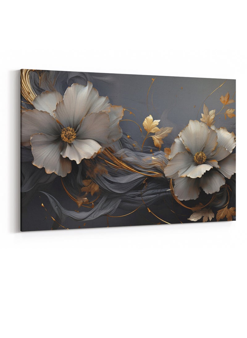 لوحة كانفاس على إطار خشبي بتصميم زهور مظلمة - Image 4