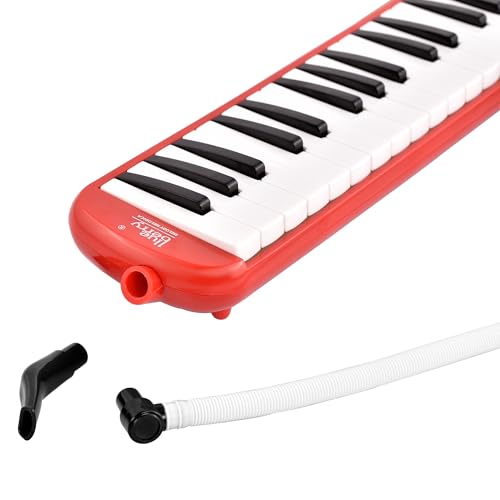 BLUEBERRY Melodica 37 Keys Piano Instrument Soprano Air Piano with Mouthpiece with Hard ABS Case for Music Lovers Beginners Kids - RED - Image 4