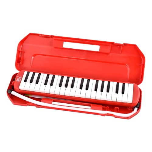 BLUEBERRY Melodica 37 Keys Piano Instrument Soprano Air Piano with Mouthpiece with Hard ABS Case for Music Lovers Beginners Kids - RED - Image 1
