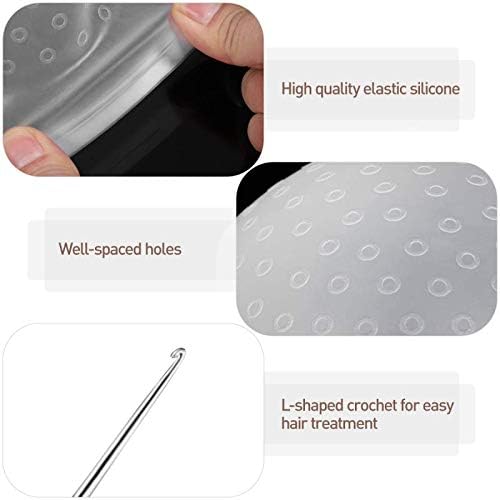 Rinpoche Washable And Reusable Salon Hair Coloring Dyeing Cap and Brush 2 in 1 comb Hair Salon for Unisex Black and Transparent Pack Of 3 - Image 4