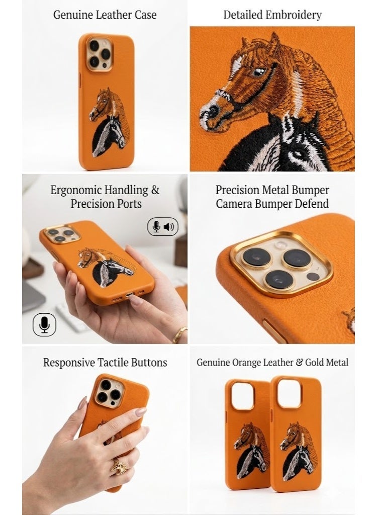 iphone 15 Promax Premium Luxury Leather Case with Embossed Horse Design | Slim Shockproof Protective Back Cover - Image 4