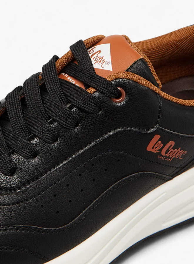 لي كوبر Men's Perforated Panelled Lace-Up Sneakers