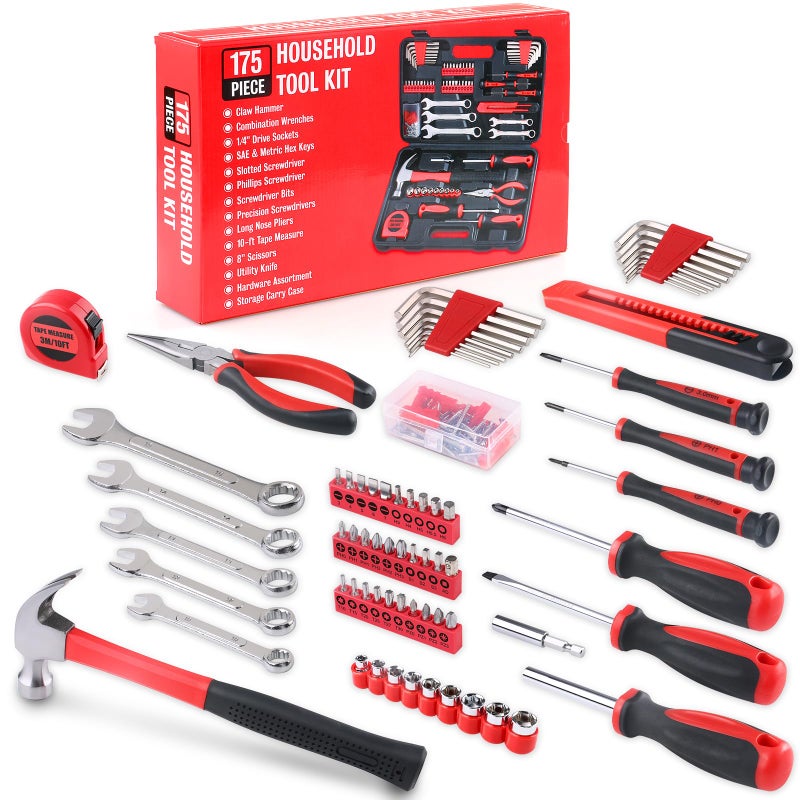 WINNER 175-Piece Multi-Purpose Automotive and Household Tool Kit in Toolbox Storage Case, Perfect for General Home and Auto Repairs, House DIY Project, Garage, Car, Travel Emergency, Housewarming Gift - Image 4