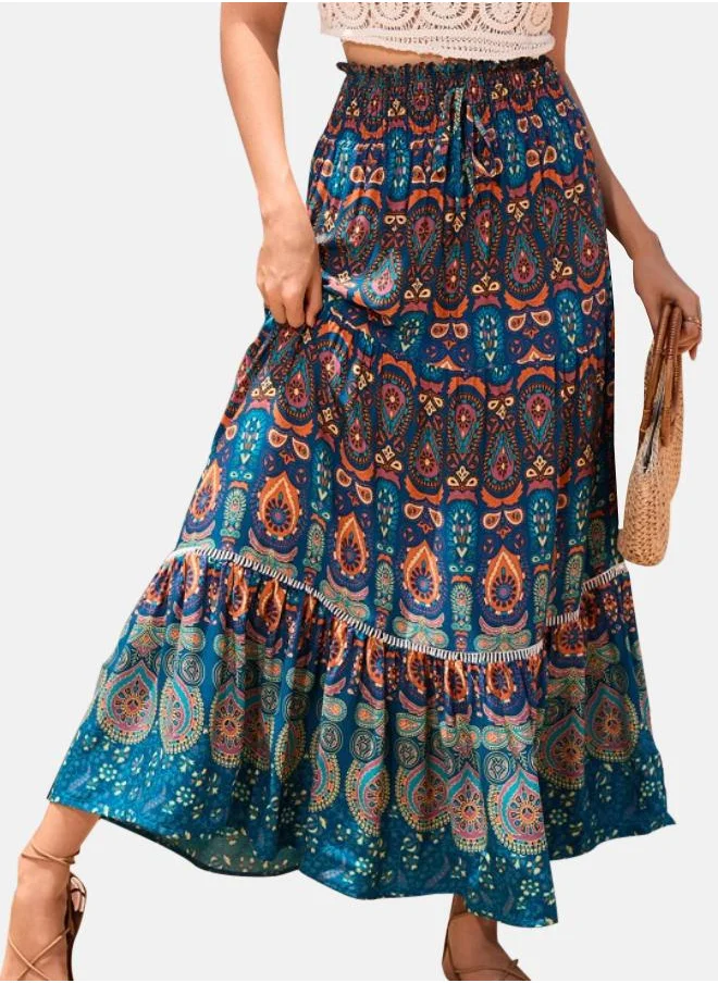 YUNIQEE Printed Flared Maxi Skirts