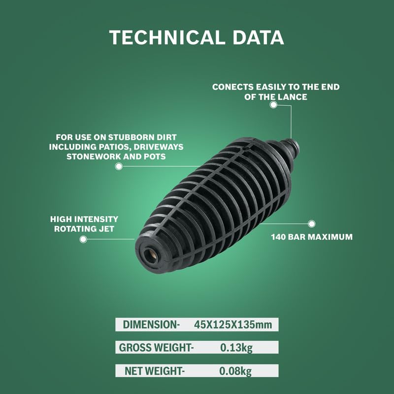 BOSCH Rotary Nozzle for Easy, Universal, Advanced AQT Pressure Washer, Accessory for Aquatak pressure washers, 140 Bar Max Pressure, High intensity rotating jet, Compact & Lightweight, 0.08kg - Image 5
