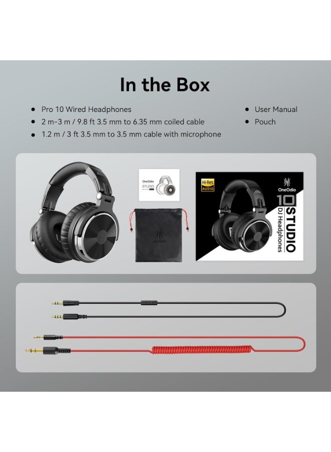 OneOdio Pro 10 Wired Over-Ear Bass Headset with 50Mm Shareport and Mic for Recording  - Image 3
