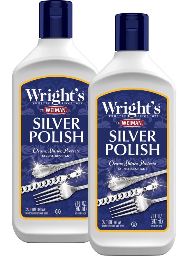 Wright's Silver Cleaner and Polish - 7 Ounce (2 Pack) Ammonia-Free - Use on Silver, Jewelry, Antique Silver - Image 1