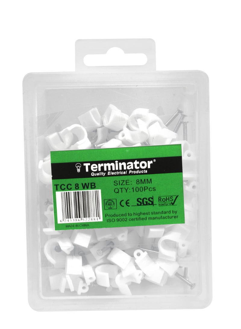 Terminator Elec Cable Clip 8mm 100Pcs/Box TCC 8WB Terminator 