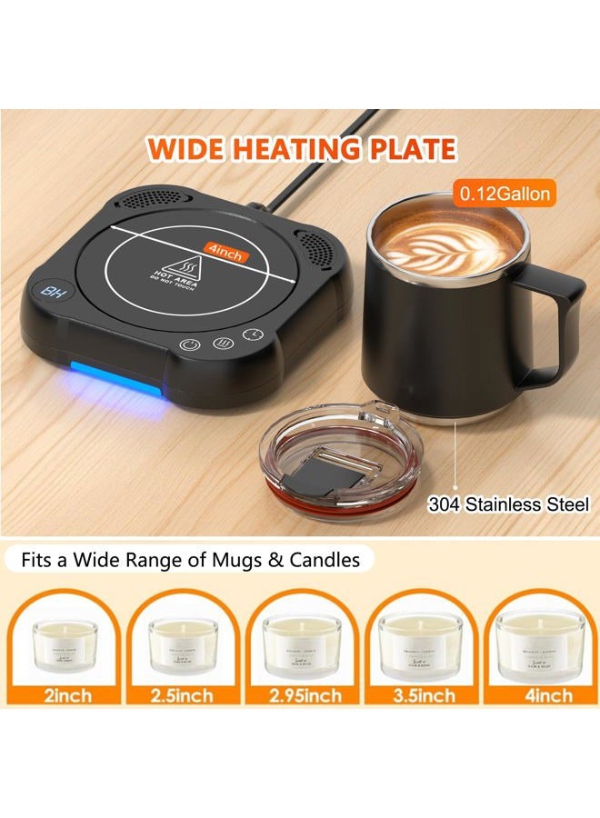 MENGBEI Coffee Warmer Mug Set - Desk Coffee Cup Warmer for Office/Home with 8-Temp Fast Heating (176℉ Max), Auto Shut Off, Gravity-Induction, 1-12H Timer - ​Ideal Gift for Coffee Lovers - Image 5