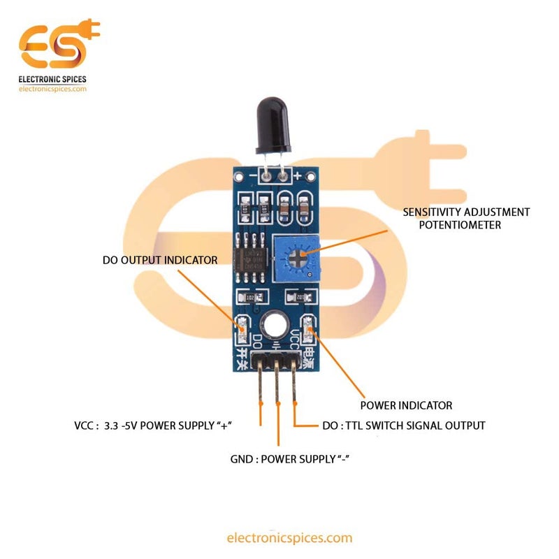 Electronicspices وحدة مستشعر اللهب سمارتسينس للكشف عن درجة الحرارة لمشاريع العلوم الإلكترونية في المدارس (مستشعر اللهب) - Image 5