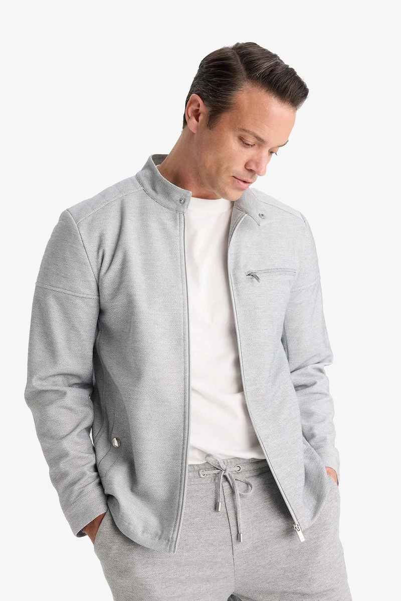 Defacto  Slim Fit Stand up Collar Zippered Jacket for Men | Best Price UAE