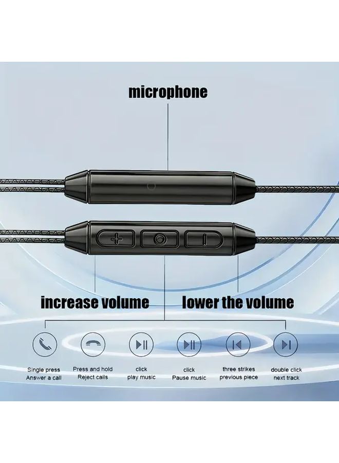 Black Wired In Ear Headphones with Microphone Type C Heavy Bass for Android Smartphones - Image 5
