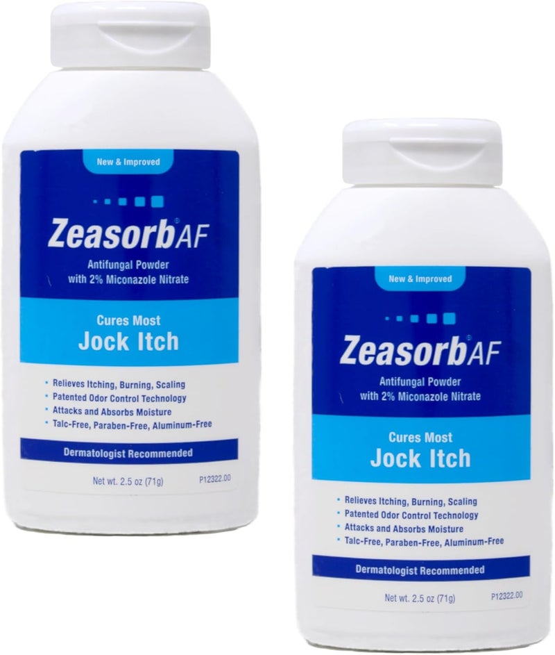 Zeasorb-AF Super Absorbent Antifungal Treatment Powder for Jock Itch 2.5 oz (Pack of 2) by Zeasorb