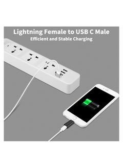 SYOSI محول Lightning Female إلى USB C Male - مجموعة من 4 موصلات شاحن USB Type C 3.0 متوافقة مع iPhone 15/15 Pro/15 Pro Max/15 Plus iPad Air Google Pixel محول نقل بيانات الشحن  - Image 2