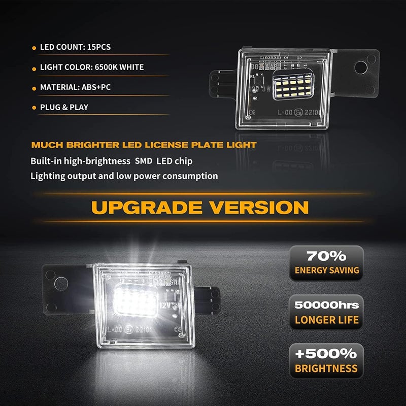 Gempro LED License Plate Light Rear Tag Lamp Assembly for 2014-2023 Chevy Silverado GMC Sierra 1500 2500HD 3500HD, 6000K White - Image 2