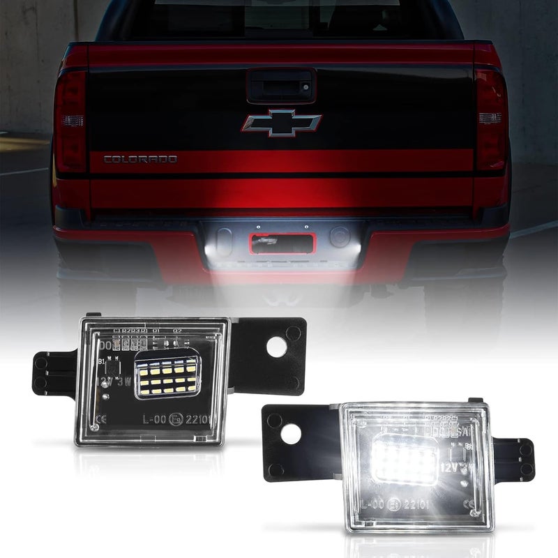 Gempro LED License Plate Light Rear Tag Lamp Assembly for 2014-2023 Chevy Silverado GMC Sierra 1500 2500HD 3500HD, 6000K White - Image 1