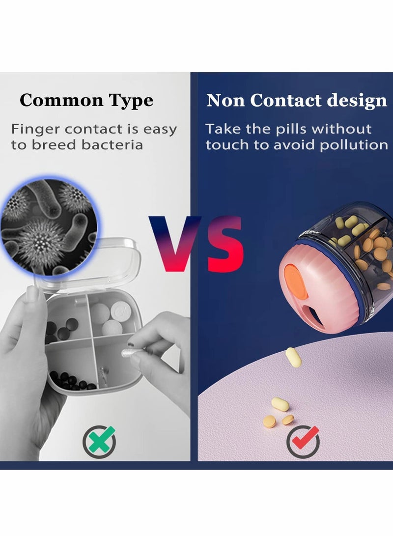 KASTWAVE Portable Pill Box, Weekly Pill Organizer 7-Day Travel Medicine Organizer BPA Free Moisture Proof Portable Medicine Container for Vitamins, Fish Oils, Supplements - Pink - Image 2