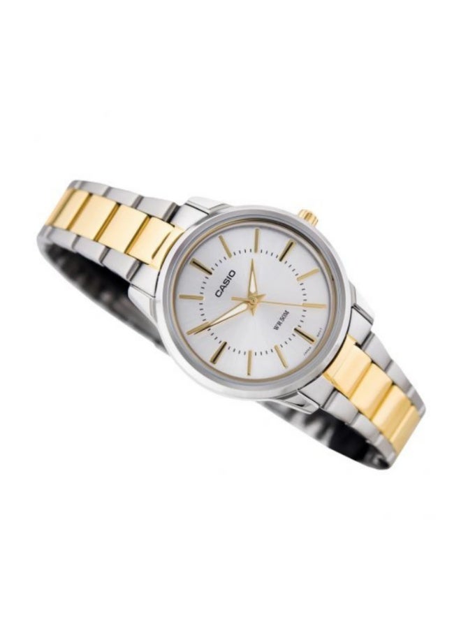 كاسيو ساعة كاسيو LTP-1303SG-7AVDF للنساء – سوار ستانلس ستيل بلونين مع قرص أبيض كلاسيكي - Image 2