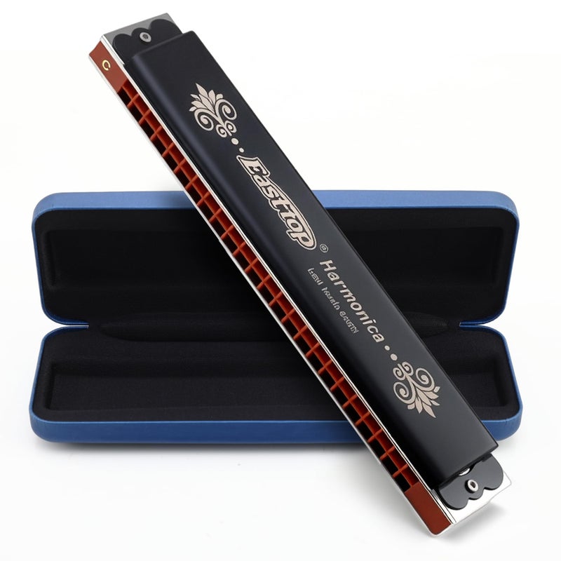 East top 24 Holes Tremolo Harmonica Key of C, Tremolo Mouth Organ Harmonica for Adults, Professionals and Students (T2406K-C) - Image 2