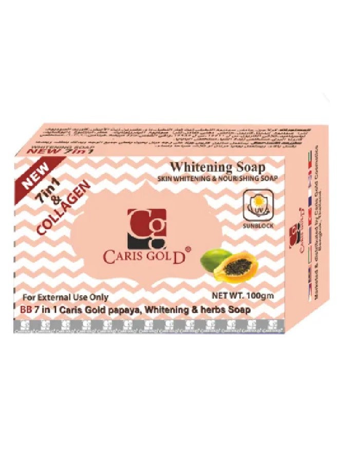 CARIS GOLD Skin Whitening & Nourishing Soap 7 in 1 Collagen Caris God Papaya , Whitening Herbs Soap 100 gm 