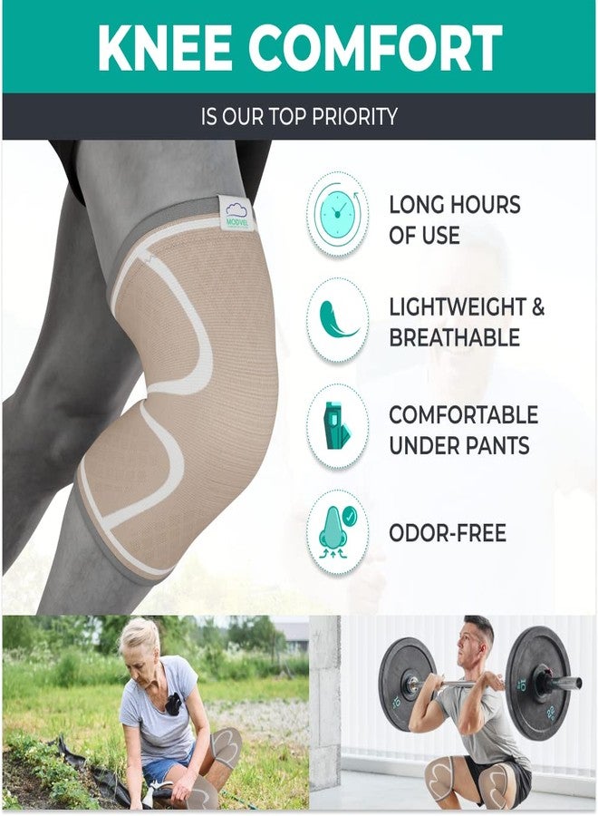 Modvel 2 Pack Knee Brace for Women & Men - Workout Knees Compression Sleeve for Knee Pain Relief Joint Support for ACL, Arthritis, Meniscus Tear Knees Brace for Sports, Rodilleras para Gym Fitness - Image 3