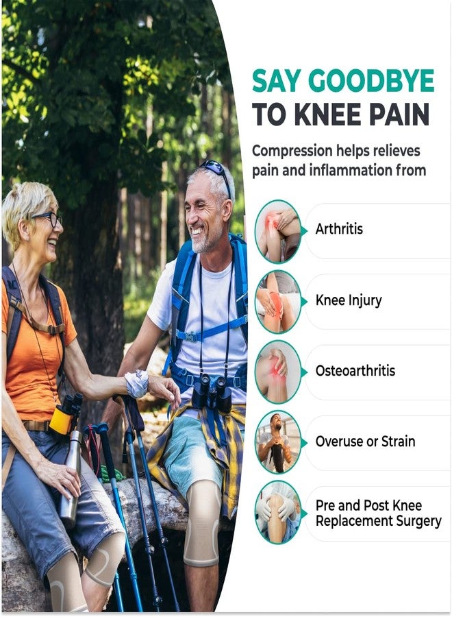 Modvel 2 Pack Knee Brace for Women & Men - Workout Knees Compression Sleeve for Knee Pain Relief Joint Support for ACL, Arthritis, Meniscus Tear Knees Brace for Sports, Rodilleras para Gym Fitness - Image 2