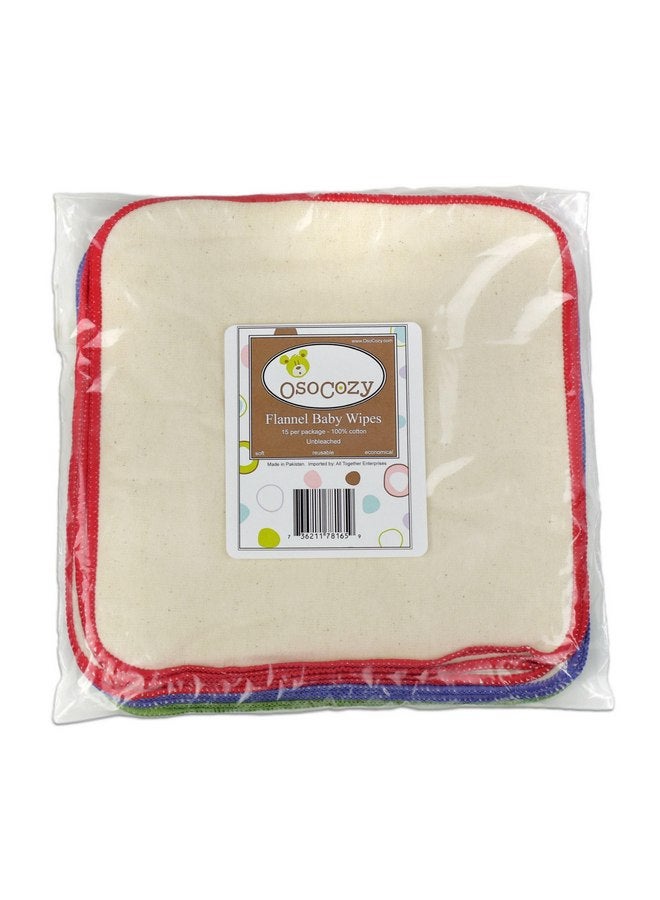 أوسوكوزي مناديل OsoCozy المصنوعة من قماش الفلانيل غير المبيض للأطفال - قابلة لإعادة الاستخدام وقابلة للغسل وتوفر المال - 100% قطن - ناعمة ومتينة - خياطة ملونة - 8 × 8 بوصات - ثلاث عبوات تحتوي على 15 قطعة - Image 4