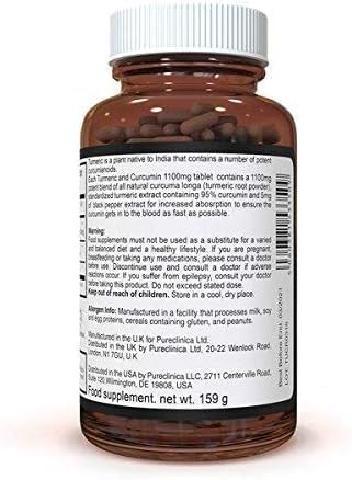 pureclinica Turmeric Curcumin 1000mg x 1080 Tablets 6 Bottles Including 95 Curcumin with 5mg Black Pepper Extract - Image 2