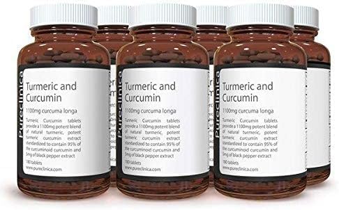 pureclinica Turmeric Curcumin 1000mg x 1080 Tablets 6 Bottles Including 95 Curcumin with 5mg Black Pepper Extract - Image 1
