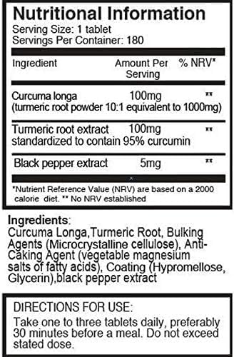 pureclinica Turmeric Curcumin 1000mg x 1080 Tablets 6 Bottles Including 95 Curcumin with 5mg Black Pepper Extract - Image 3