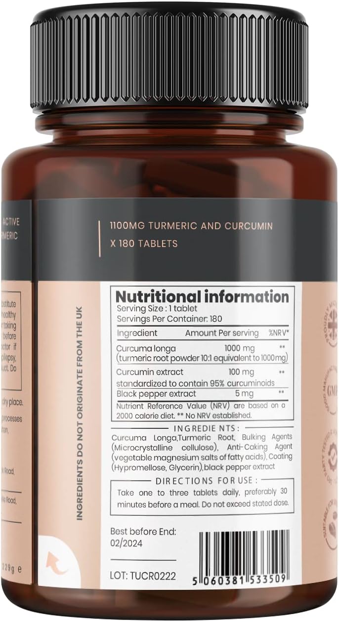 pureclinica Turmeric Curcumin 1000mg x 1080 Tablets 6 Bottles Including 95 Curcumin with 5mg Black Pepper Extract - Image 4