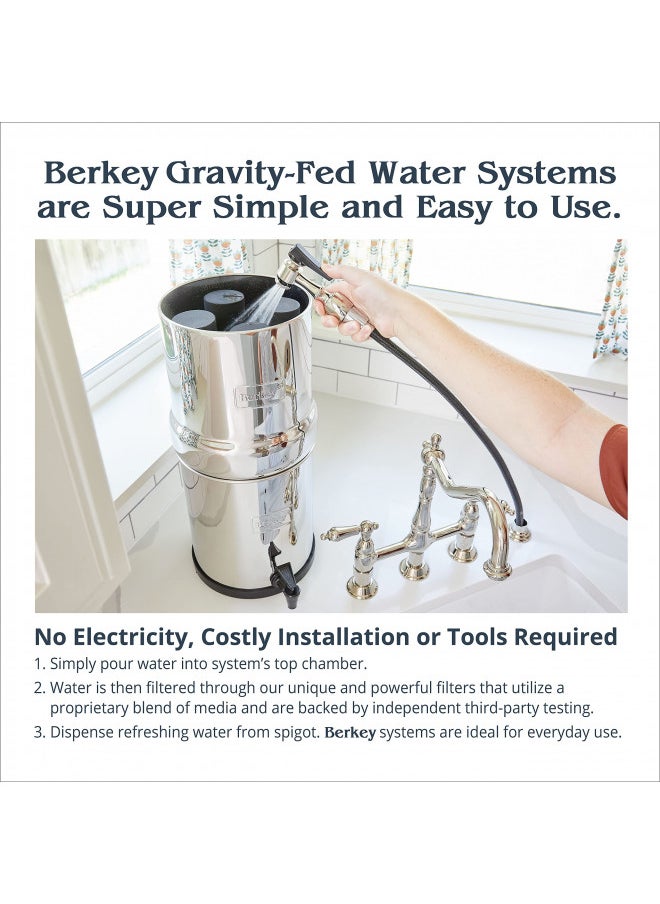 Berkey - Go Berkey Water Filter Kit with 1 Qt. Berkey Gravity Fed Water Filter System, Berkey Sport Bottle and Black Berkey Primer - Image 1