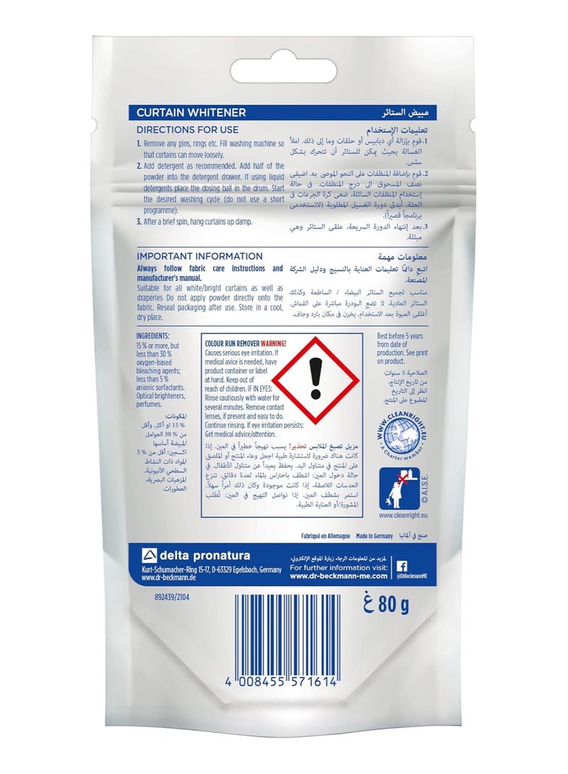 Dr. Beckmann Dr. Beckmann Original Curtain Whitener-Cleans Intensively and Refreshes-Removes Stains-Brighten Whites-Restores Color-Intensive White Formula-Made in Germany-80gm - Image 2
