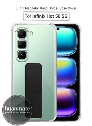 Infinix Hot 50 5G Magnetic Case With Hand Grip Holder & Kickstand - Strong Grip for Magnetic Car Holder, Stylish & Functional, Ultimate Convenience & Hands-Free Viewing - Clear/Black - pzsku/Z088B09C33290F69BF38FZ/45/_/1733430748/1d678ef2-d0d8-4d9c-9b76-b131e0a27e88