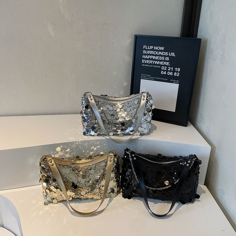 Niche Sequined Armpit Bag For Women 2025 Spring New Korean Style Fashion Trendy Chain High-End Shoulder Bag - Image 5